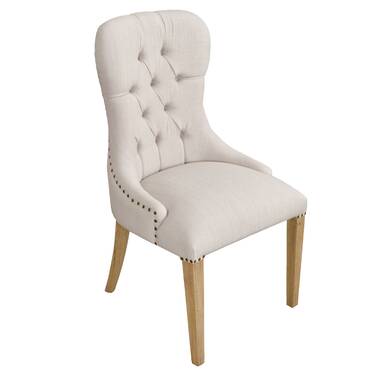 Cream button best sale back dining chairs